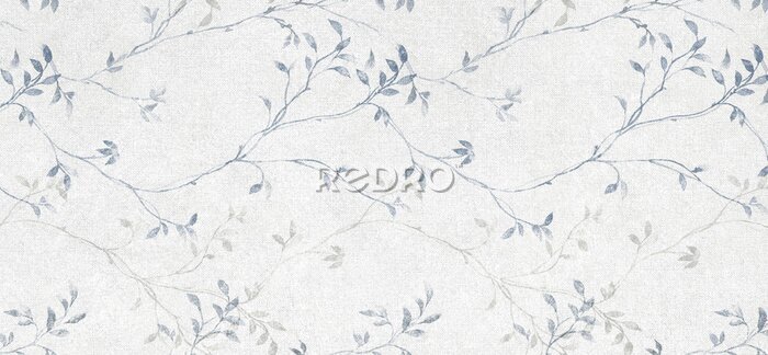 Behang Blauwe takjes aan de muur