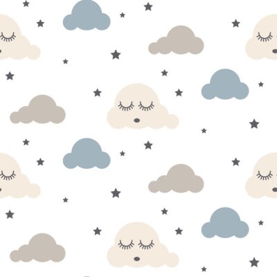 Behang Blauwgrijze slapende wolken