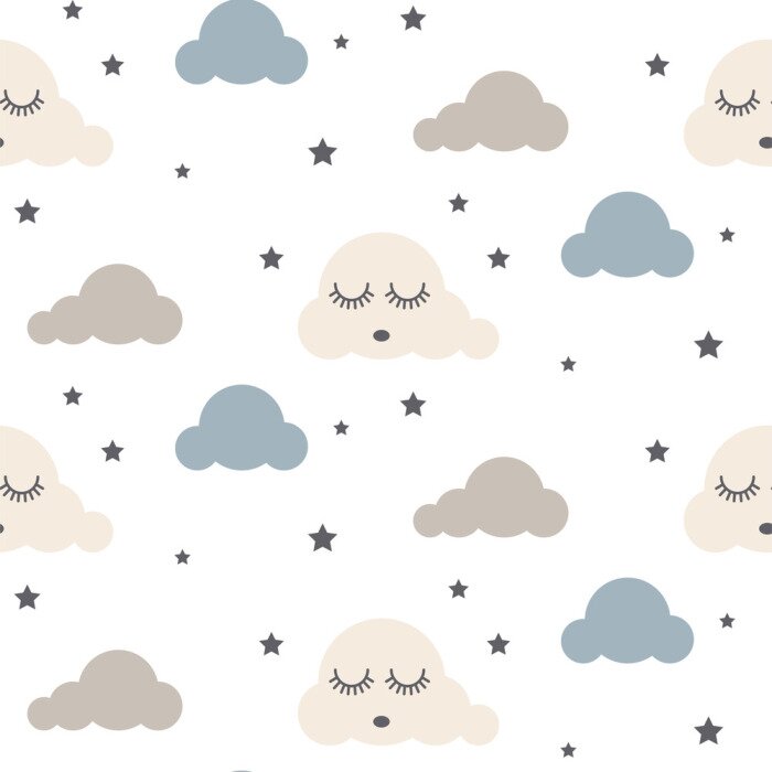 Behang Blauwgrijze slapende wolken