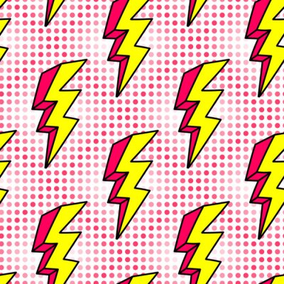 Behang Bliksemschichten in pop-artstijl op stipachtergrond