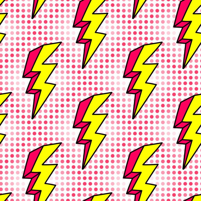 Behang Bliksemschichten in pop-artstijl op stipachtergrond