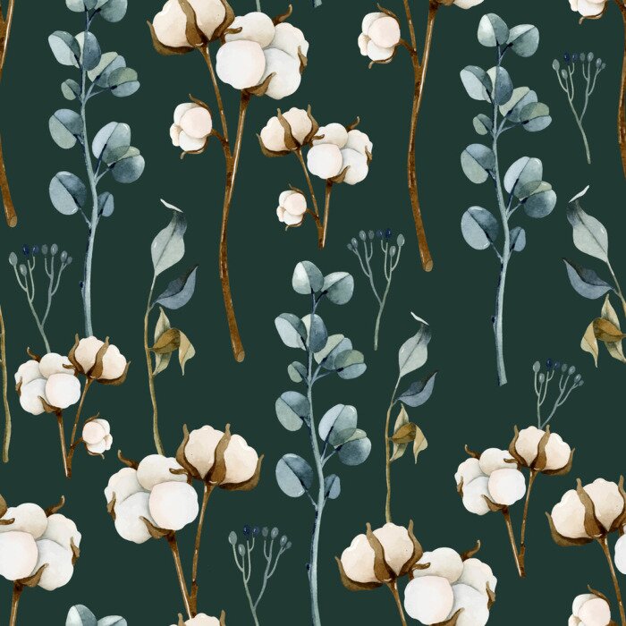 Behang Bloeiend katoen