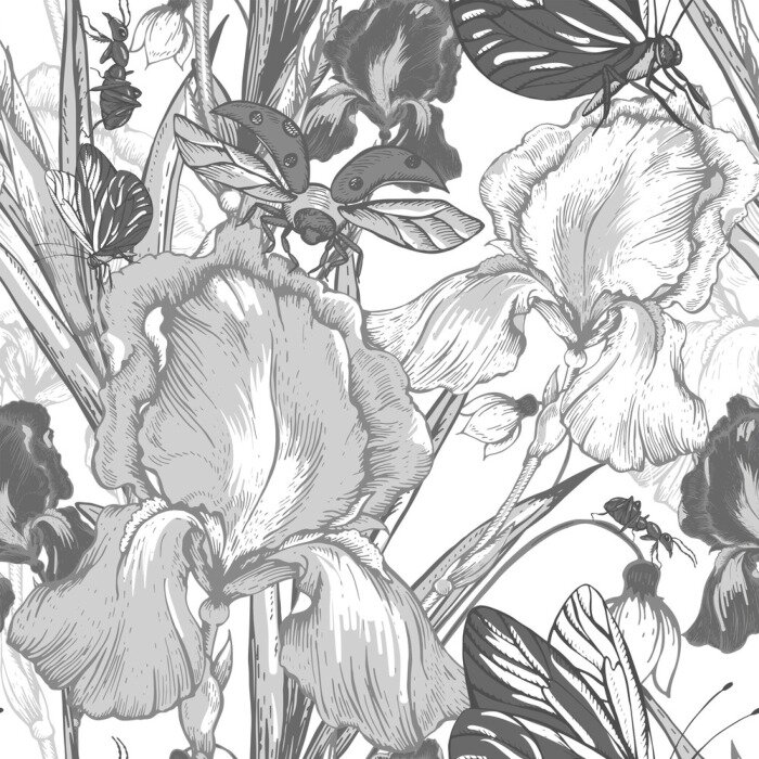 Behang Bloeiende irissen