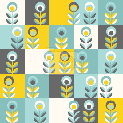 Behang bloem Patchwork