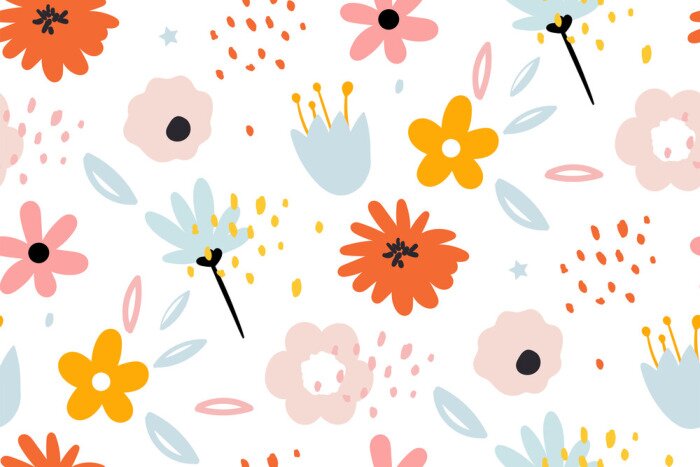 Behang Bloemen in Scandinavische stijl