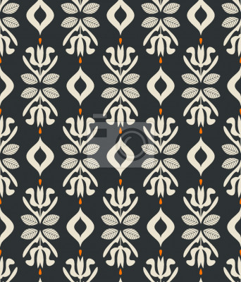 Behang Bloemen retro silhouetten