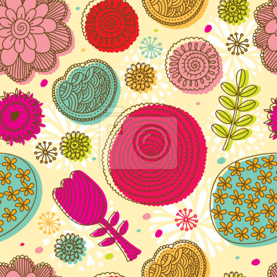 Behang Bloemen van de krabbel