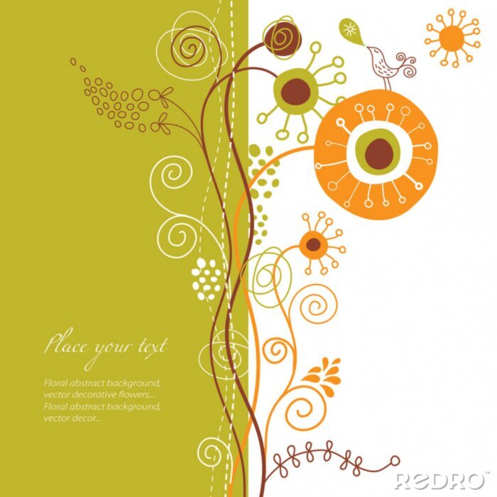 Behang Bloemen voor kinderen op een gekleurde illustratie