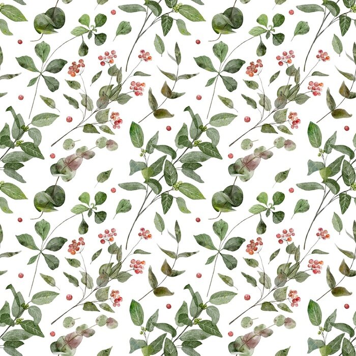 Behang Bloemengroen van planttakjes