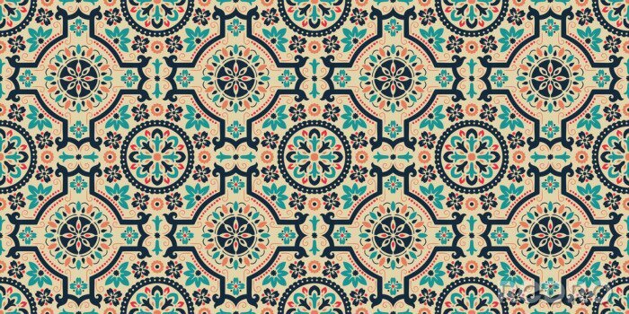 Behang Bloemenversieringen in vintage stijl