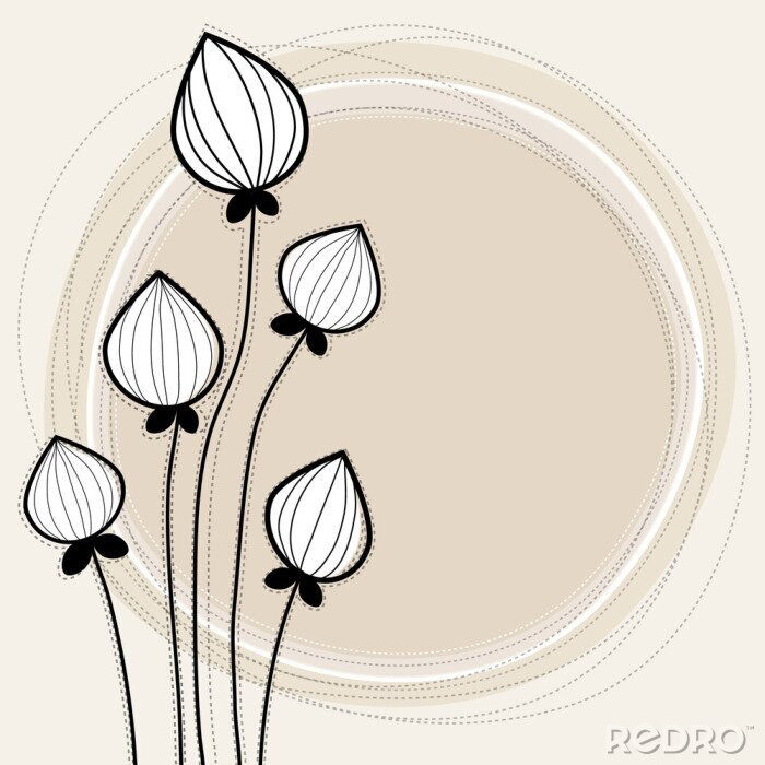 Behang Bloemknoppen op een minimalistische afbeelding