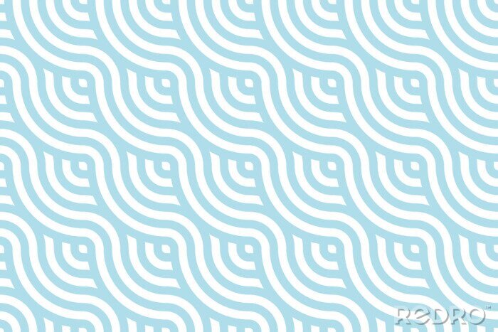 Behang Blue ocean wave Background pattern seamless tiles. Use for design.