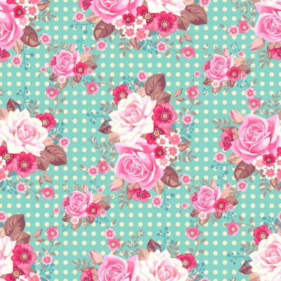 Behang Boeket rozen in verschillende tinten roze