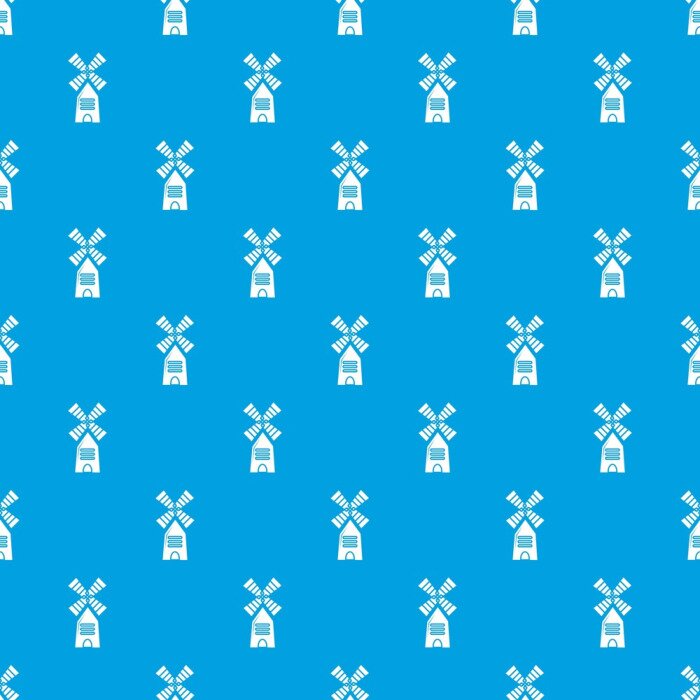Behang Boerderij windmolen patroon vector naadloze blauwe herhaling voor elk gebruik