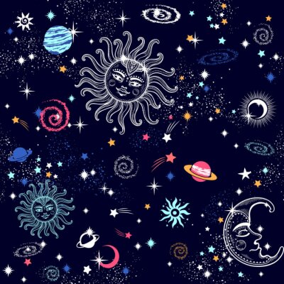 Behang Boheemse Indiase Mandala-print. Vintage Henna tattoo-stijl