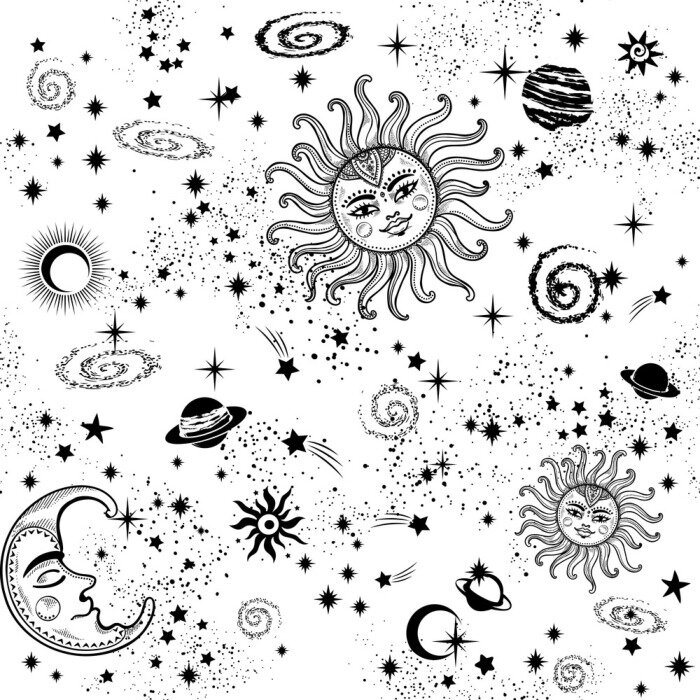 Behang Boheemse Indiase Mandala-print. Vintage Henna tattoo-stijl