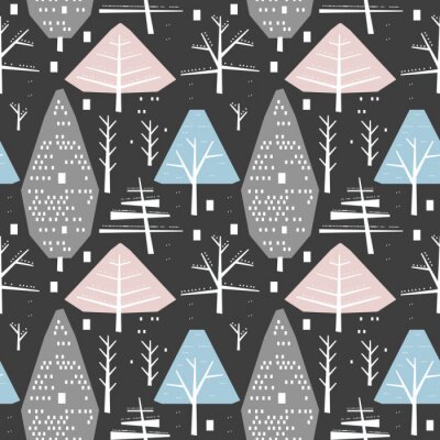 Behang Bomen en struiken in het winterbos