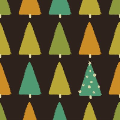 Behang Bomen in herfstkleuren op een donkere achtergrond