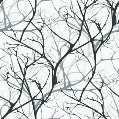 Behang Bomen in het winterbos