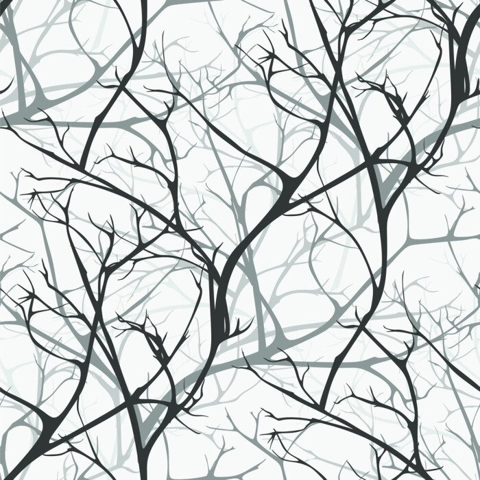 Behang Bomen in het winterbos