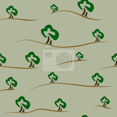 Behang Bomen Op De Heuvel