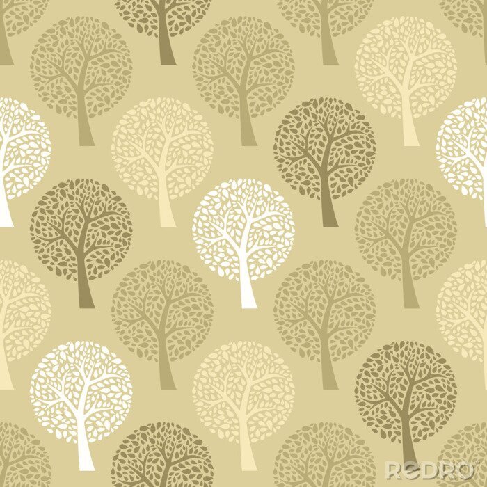 Behang Bomen op een beige achtergrond