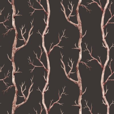 Behang Bomen zonder bladeren 's nachts