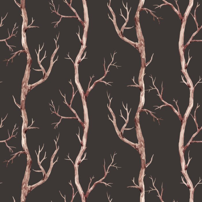 Behang Bomen zonder bladeren 's nachts