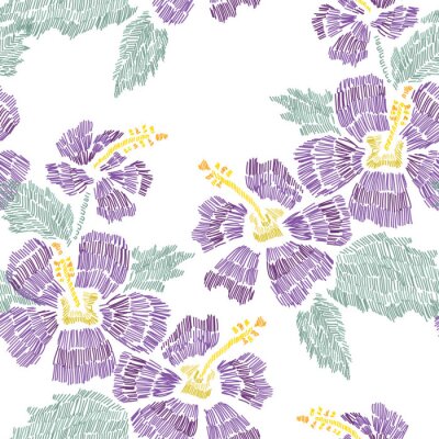 Behang Borduurwerk bloemen naadloze patroon