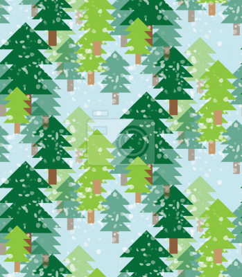 Behang Bos bedekt met sneeuw