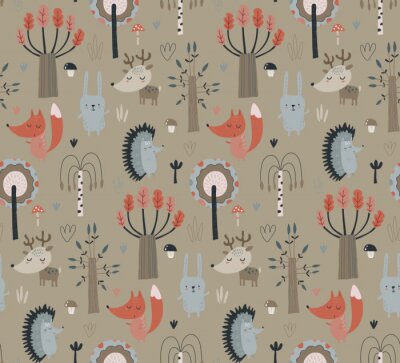 Behang Bosdieren in de herfst