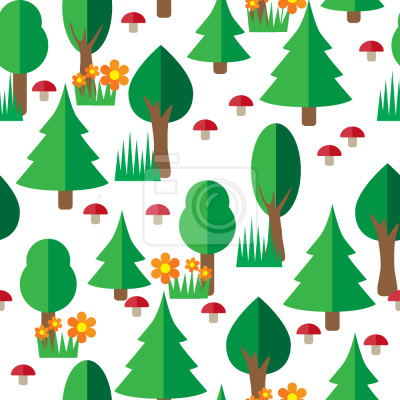 Behang Bosvegetatie op een witte achtergrond