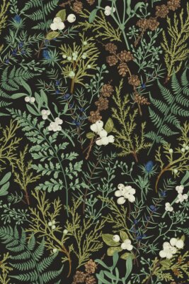 Behang Botanical seamless pattern. Vintage.