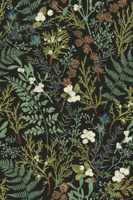 Behang Botanical seamless pattern. Vintage.