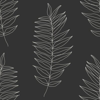 Behang Botanisch lijntekeningenpatroon