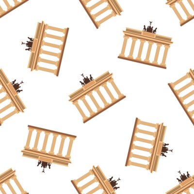 Behang Brandenburg Gate pattern seamless vector illustration repeating for any design. Travel Berlin seamless pattern. Germany vacation wallpaper. 