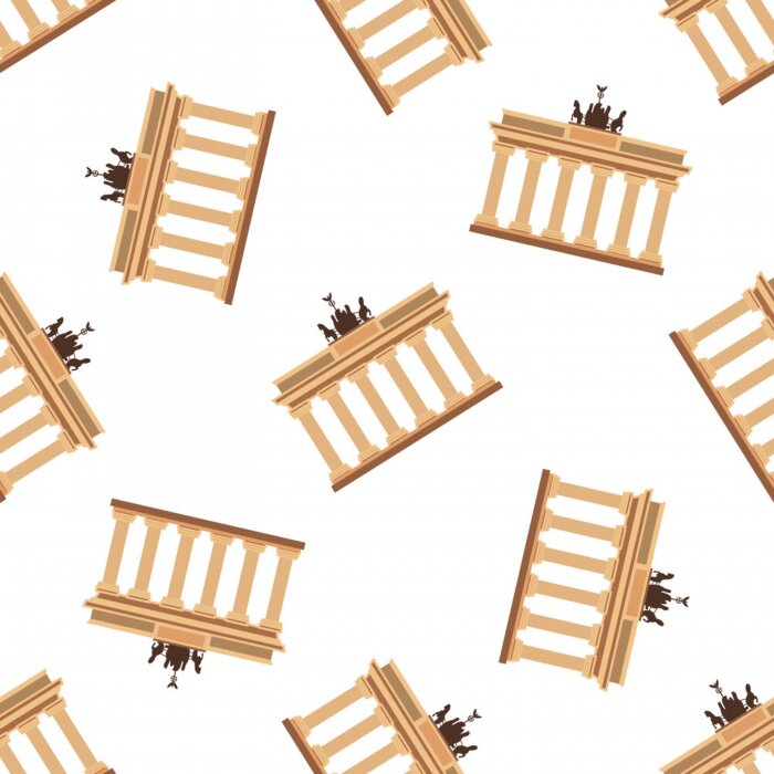 Behang Brandenburg Gate pattern seamless vector illustration repeating for any design. Travel Berlin seamless pattern. Germany vacation wallpaper. 
