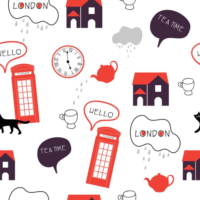 Behang britse theetijd naadloos patroon