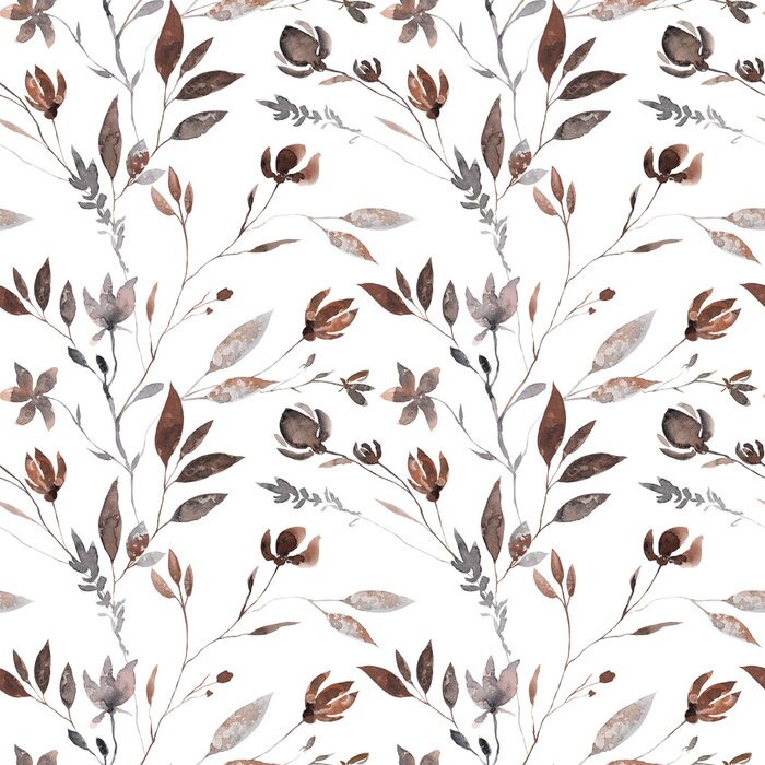 Behang Bruine bladeren aan twijgen