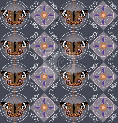 Behang Bruine en kleurrijke vlinders achtergrond