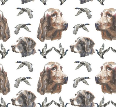 Behang Bruine honden en vogels