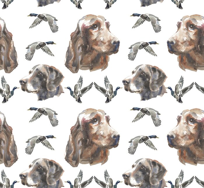 Behang Bruine honden en vogels