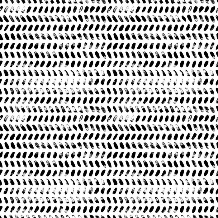 Behang Brush strokes grunge zig zag seamless pattern. Vector chevron and herringbone fabric ornament.