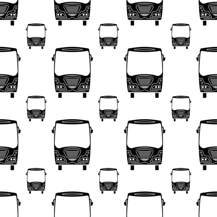 Behang Bus Icon Seamless Pattern, Bus