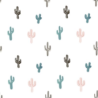 Behang Cactussen in Scandinavische stijl in drie kleuren