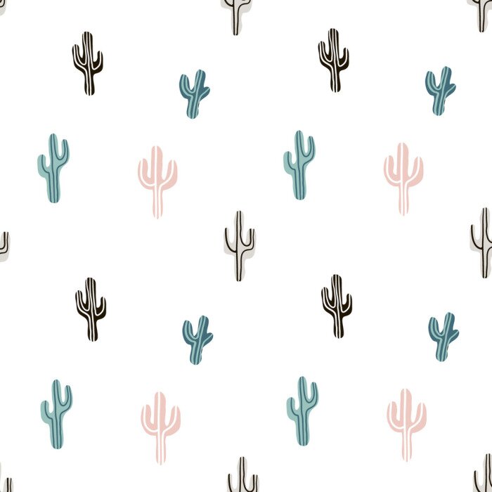 Behang Cactussen in Scandinavische stijl in drie kleuren