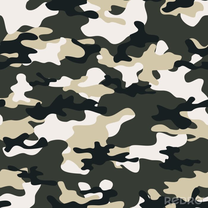 Behang Camo military pattern seamless pattern modern design