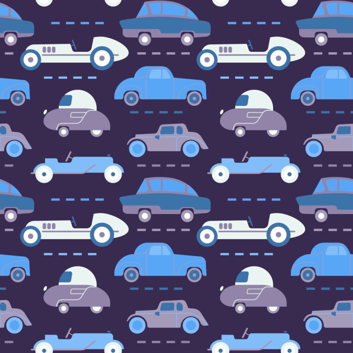 Behang Car pattern flat illustration seamless design