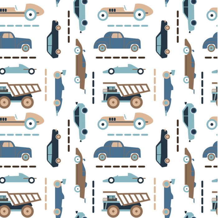 Behang Car pattern flat illustration seamless design
