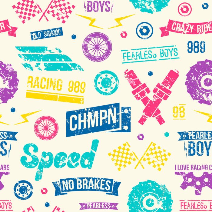 Behang Car races seamless pattern